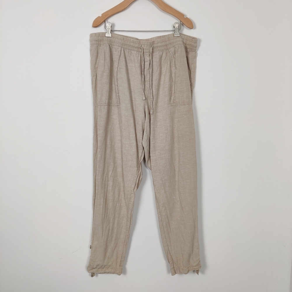 Joe Fresh Women's Beige Casual Pants Size XL Linen Cotton Peasant Bohemian Boho